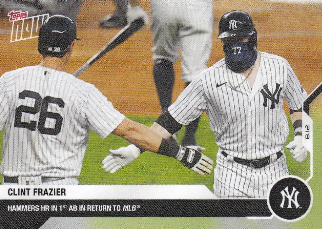 Baseball card of Clint Frazier from 2020 Topps Now, New York Yankees collectible