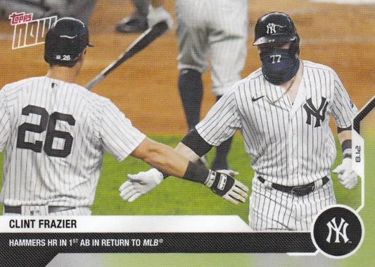 Baseball card of Clint Frazier from 2020 Topps Now, New York Yankees collectible