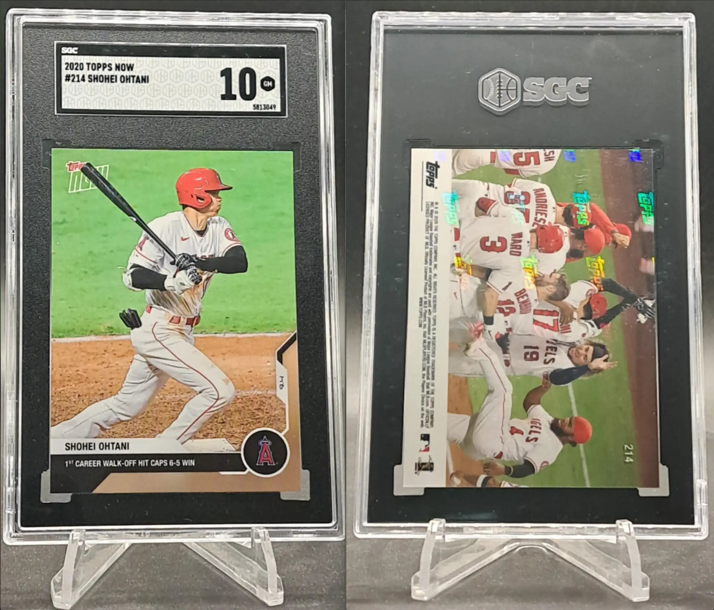 Two graded Shohei Ohtani baseball cards from 2020 Topps Now SGC 10 collection