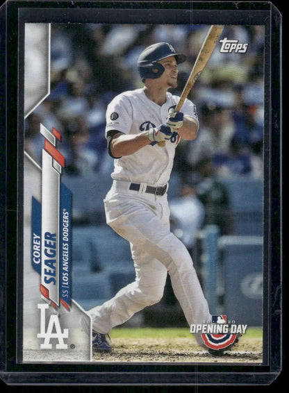 2020 Topps Opening Day Corey Seager baseball card displayed in 2020 Topps Opening Day Corey Seager #108 product