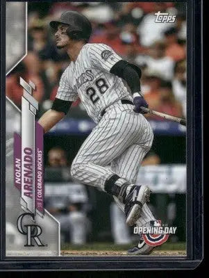 2020 Topps Opening Day Nolan Arenado baseball card in Colorado Rockies uniform
