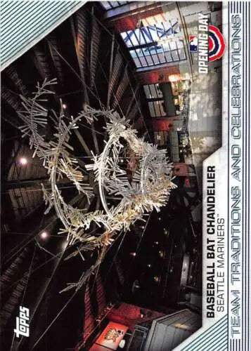 Baseball bat chandelier from 2020 Topps Opening Day Team Traditions and Celebrations