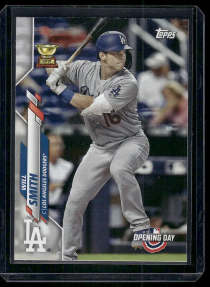Baseball trading card of Will Smith Los Angeles Dodgers 2020 Topps Opening Day