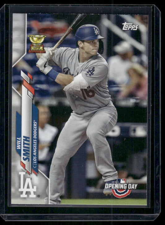 Baseball trading card of Will Smith Los Angeles Dodgers 2020 Topps Opening Day