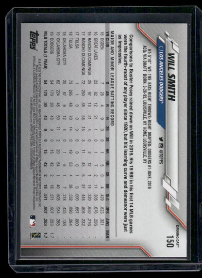Baseball card of Will Smith from 2020 Topps Opening Day series