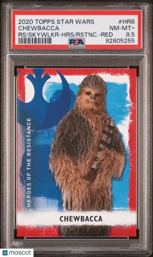 Graded Chewbacca Star Wars trading card from 2020 Topps Star Wars Skywalker Heroes series