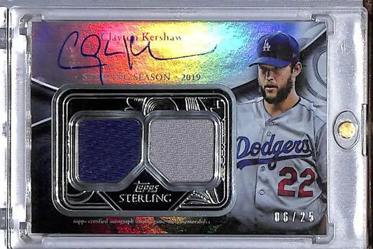 Autographed Clayton Kershaw baseball card featuring Los Angeles Dodgers memorabilia