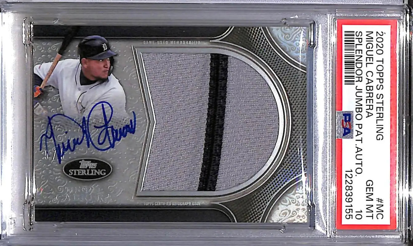 2020 Topps Sterling Splendor Jumbo #SSJPA-MC Miguel Cabrera PSA 10 GEM MINT MEM Auto Detroit Tigers