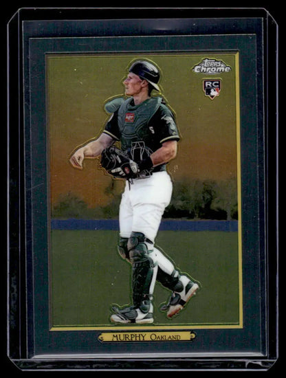 Baseball card of Sean Murphy, Oakland Athletics catcher in green and white uniform