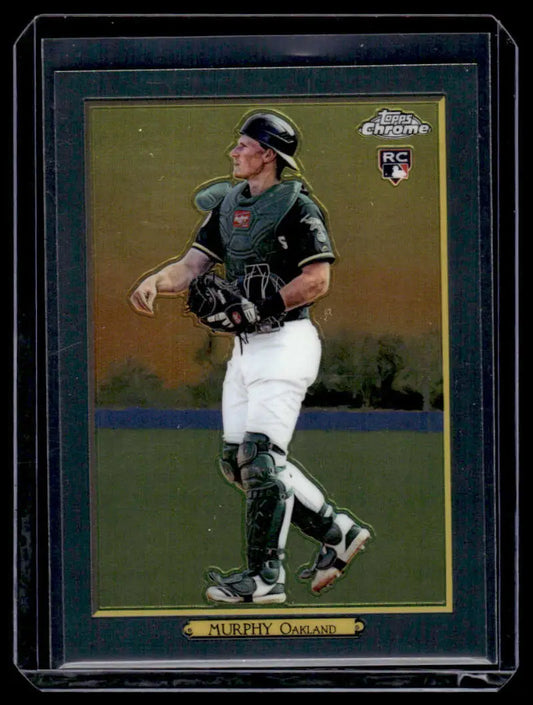 Baseball card of Sean Murphy, Oakland Athletics catcher in green and white uniform
