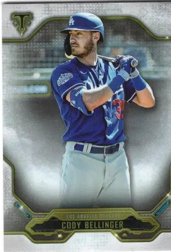 Original gloss baseball trading card of Cody Bellinger Los Angeles Dodgers from Topps Triple Threads