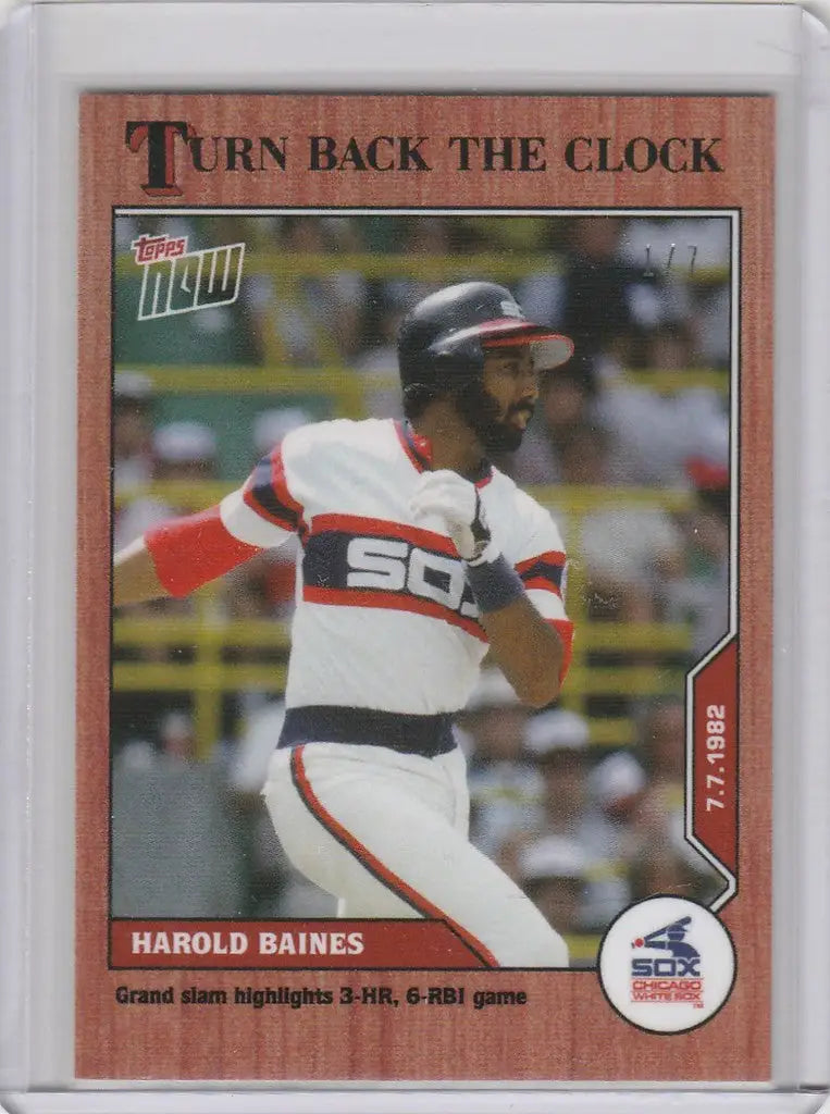 Baseball card of Harold Baines Wood in batting stance for Topps Turn Back the Clock