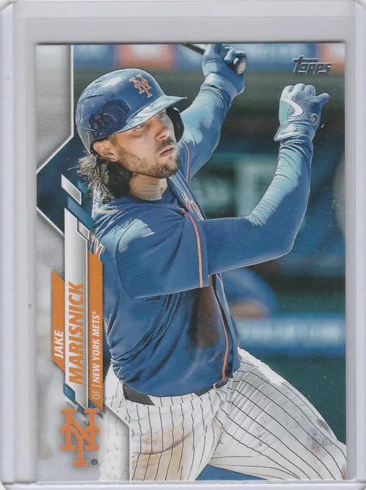 Baseball card of U161 Jake Marisnick in mid-swing from Topps Update Advance Stats