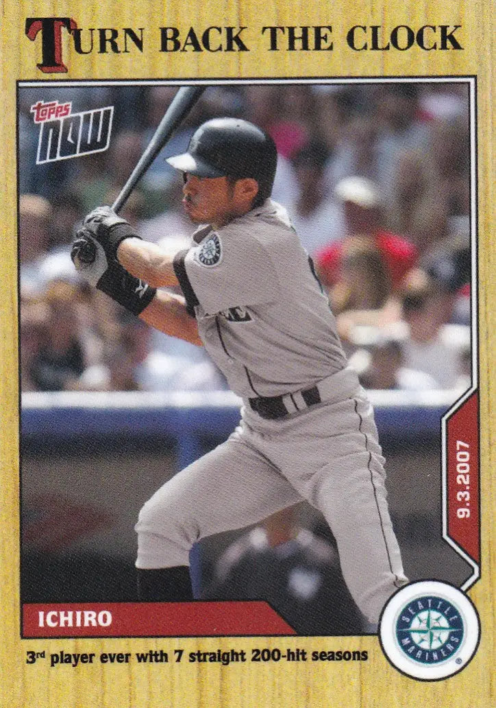 Baseball trading card featuring Ichiro Suzuki of the Seattle Mariners from 2020 TURN BACK THE CLOCK #157
