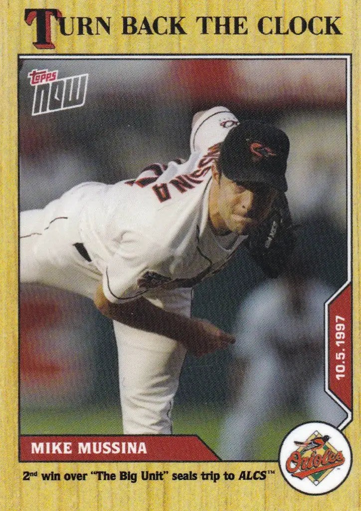Baseball trading card of Mike Mussina Baltimore Orioles 2020 TURN BACK THE CLOCK #189