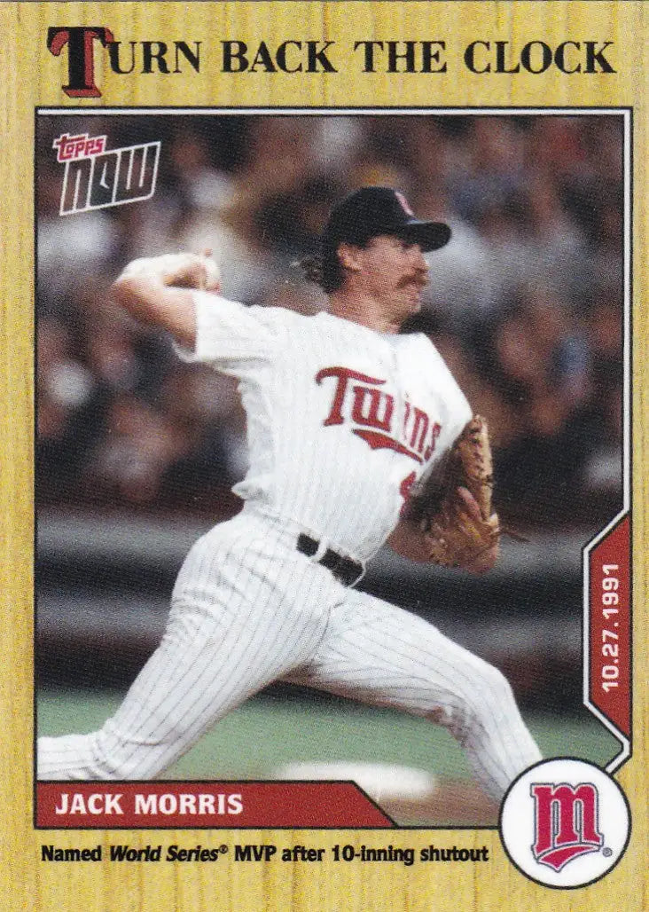 Baseball card featuring Jack Morris in Minnesota Twins uniform from 2020 TURN BACK THE CLOCK series