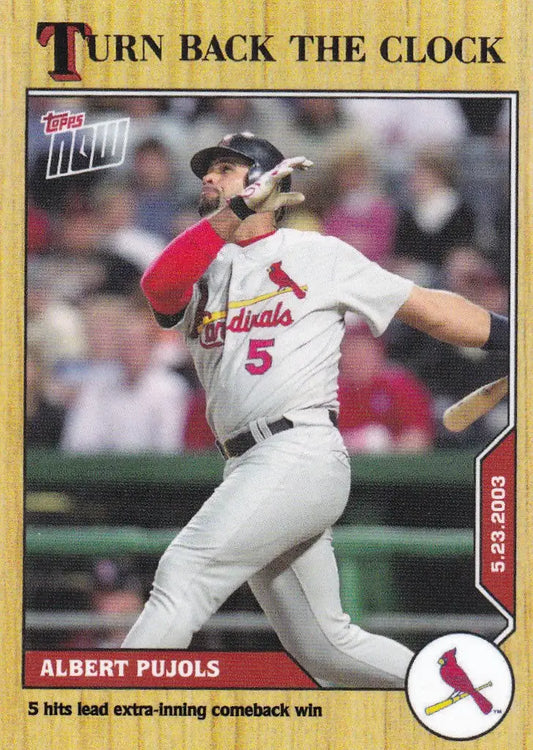 Baseball trading card featuring Albert Pujols of the St Louis Cardinals 2020 TURN BACK THE CLOCK