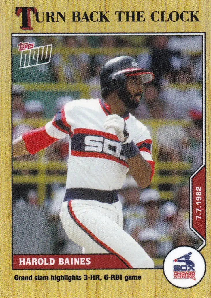 Baseball card featuring Harold Baines in Chicago White Sox uniform for 2020 TURN BACK THE CLOCK