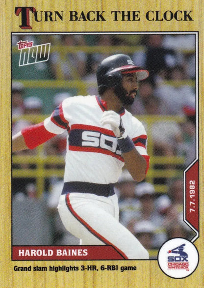 Baseball card featuring Harold Baines in Chicago White Sox uniform for 2020 TURN BACK THE CLOCK