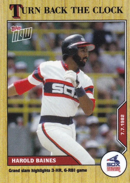 Baseball card featuring Harold Baines in Chicago White Sox uniform for 2020 TURN BACK THE CLOCK
