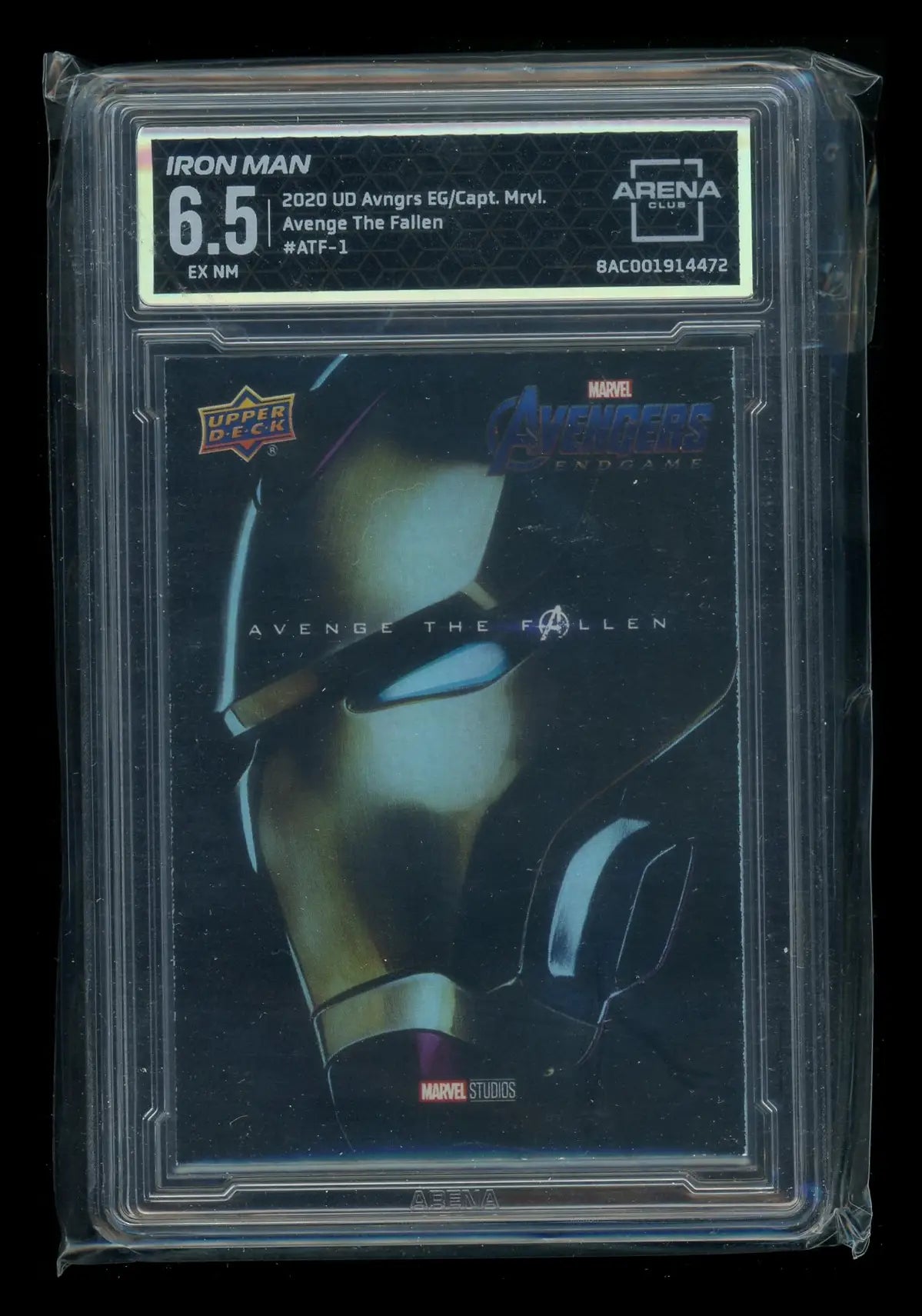 Graded Iron Man trading card from 2020 Upper Deck Avengers Endgame collection