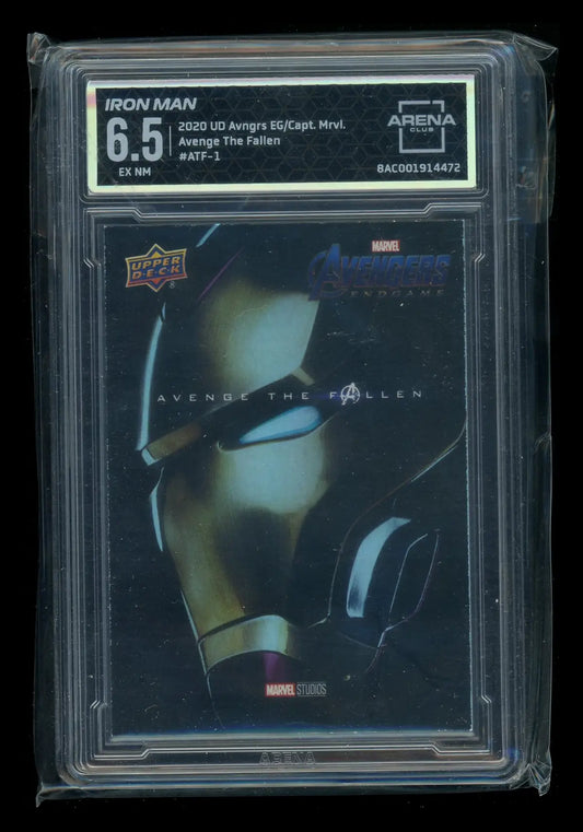 Graded Iron Man trading card from 2020 Upper Deck Avengers Endgame collection