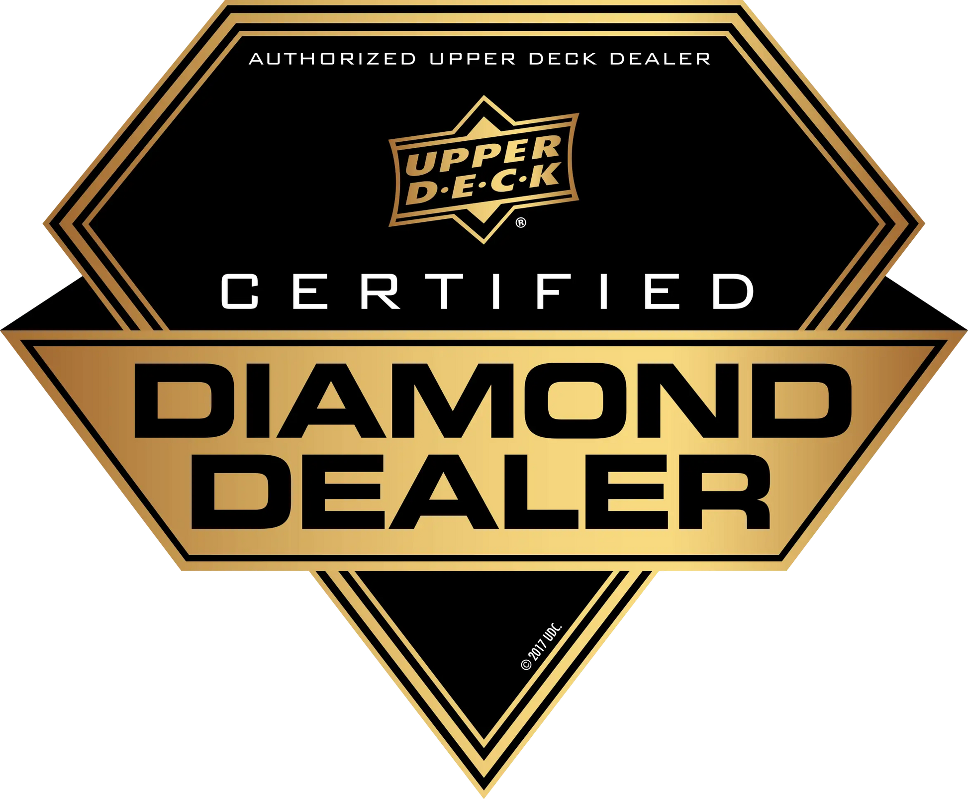 Diamond-shaped logo for Upper Deck Certified Diamond Dealer on 2020 Upper Deck Marvel Anime Box