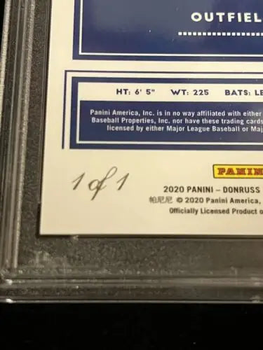 Graded 2020 Yordan Alvarez Donruss Optic Gold Vinyl PSA 10 baseball card #1/1