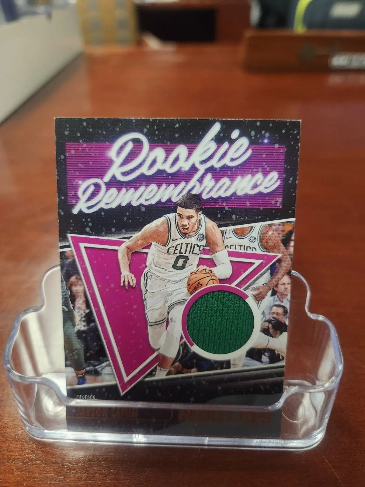 Jayson Tatum Rookie Remembrance card from 2021-2022 Panini NBA Hoops collection