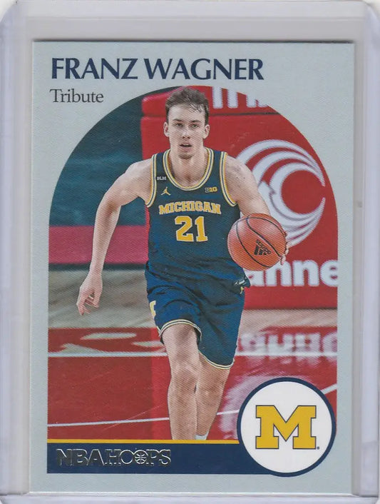 Basketball trading card of Franz Wagner from Michigan in jersey number 21, Chronicles Draft Picks