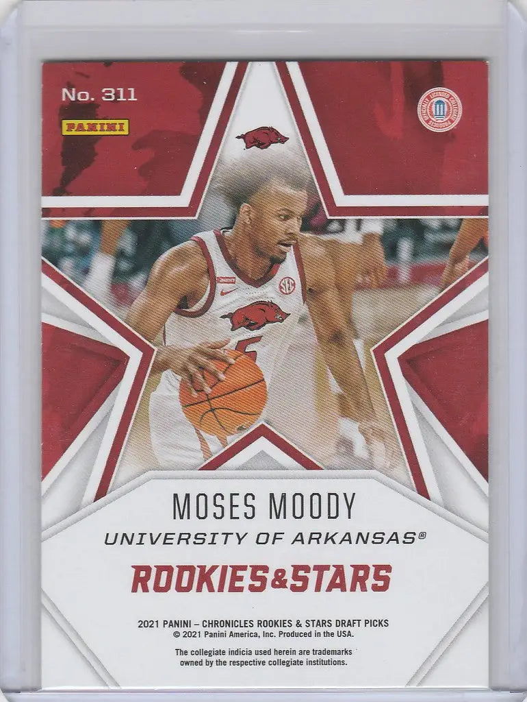 Basketball trading card of Moses Moody from 2021-22 Chronicles Draft Picks Rookie Stars