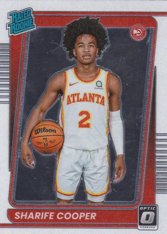 Basketball trading card of Sharife Cooper Rated Rookie for Atlanta Hawks, jersey number 2