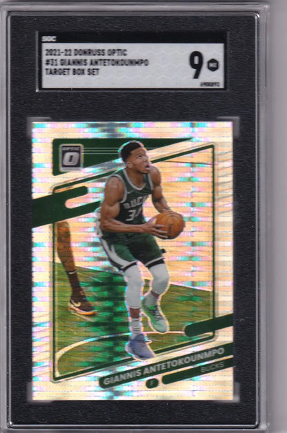 Graded Giannis Antetokounmpo basketball card SGC 9 from Donruss Optic series