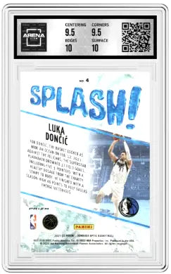 Graded Donruss Optic Splash Red Wave Luka Dončić basketball card from 2021-22 Donruss Optic