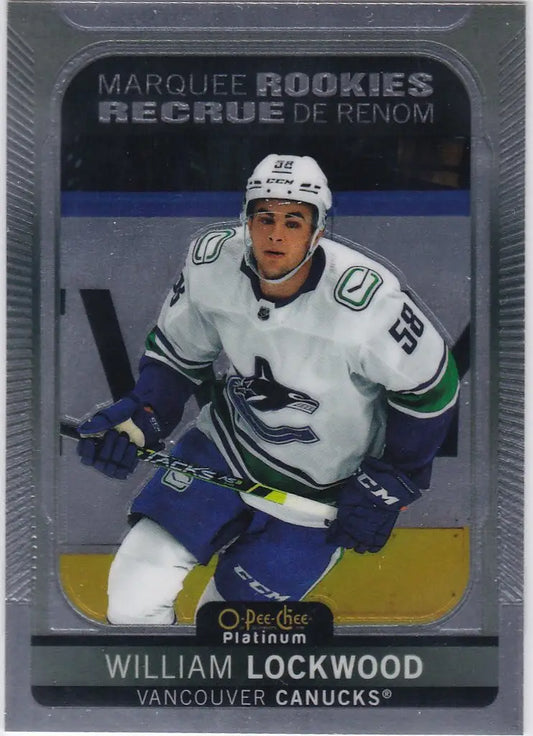 Hockey trading card of William Lockwood Marquee Rookies featuring Canucks player