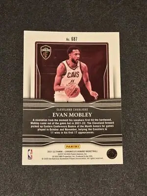 Evan Mobley basketball card from 2021-22 Panini Chronicles featuring Cleveland Cavaliers player