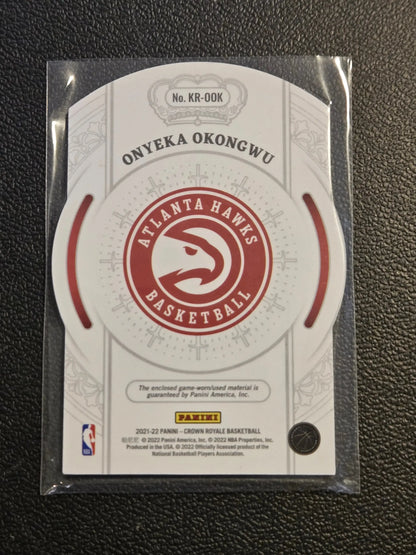 Basketball trading card featuring Onyeka Okongwu and Atlanta Hawks logo from Panini Crown Royale