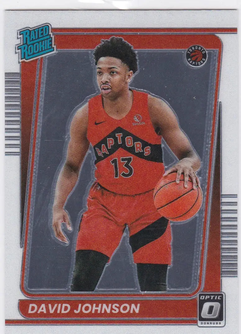 Basketball trading card of David Johnson Rated Rookie in Toronto Raptors uniform
