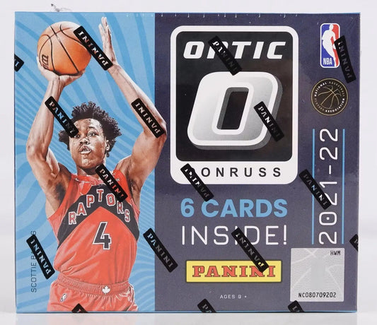 2021-22 NBA Optic Donruss card pack featuring Raptors player in red jersey choice red