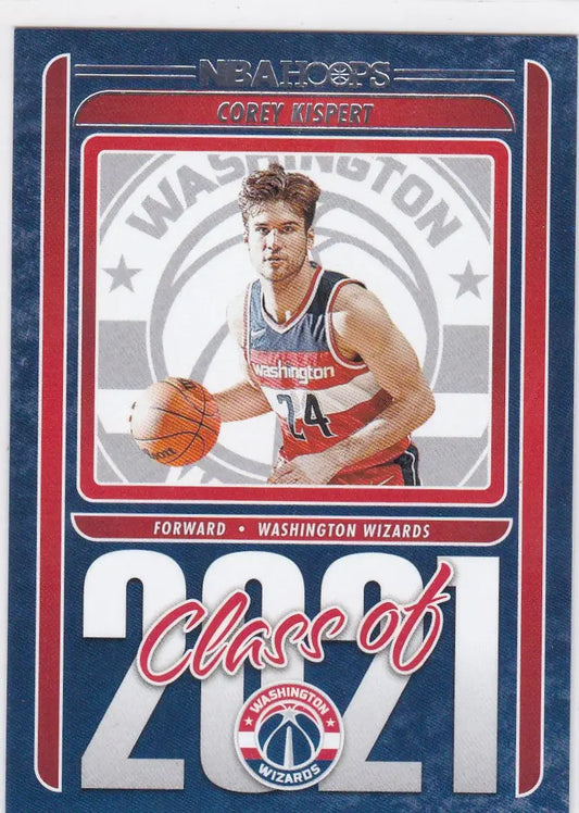 Basketball trading card of Corey Kispert, Washington Wizards, from Panini Hoops 2021 class