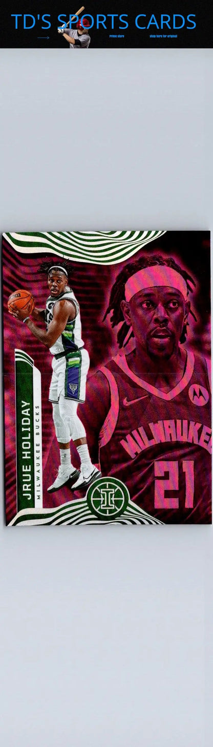 Jrue Holiday basketball card from 2021-22 Panini Illusions featuring Jrue Holiday Pink design