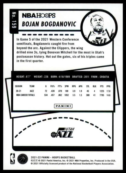 2021-22 Panini NBA Hoops Winter Bojan Bogdanovic #159 Utah Jazz Basketball Card