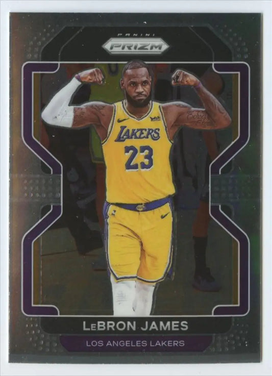 LeBron James Los Angeles Lakers basketball card from 2021-22 Panini Prizm series