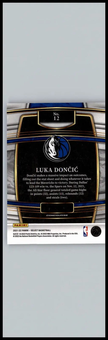 Luka Doncic basketball card Luka Doncic Blue Panini Select 2021-22 Dallas Mavericks