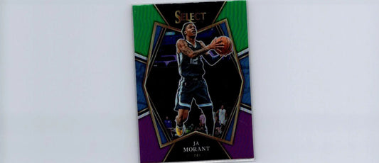 Ja Morant basketball card featuring Green White Purple Prizms from 2021-22 Panini Select