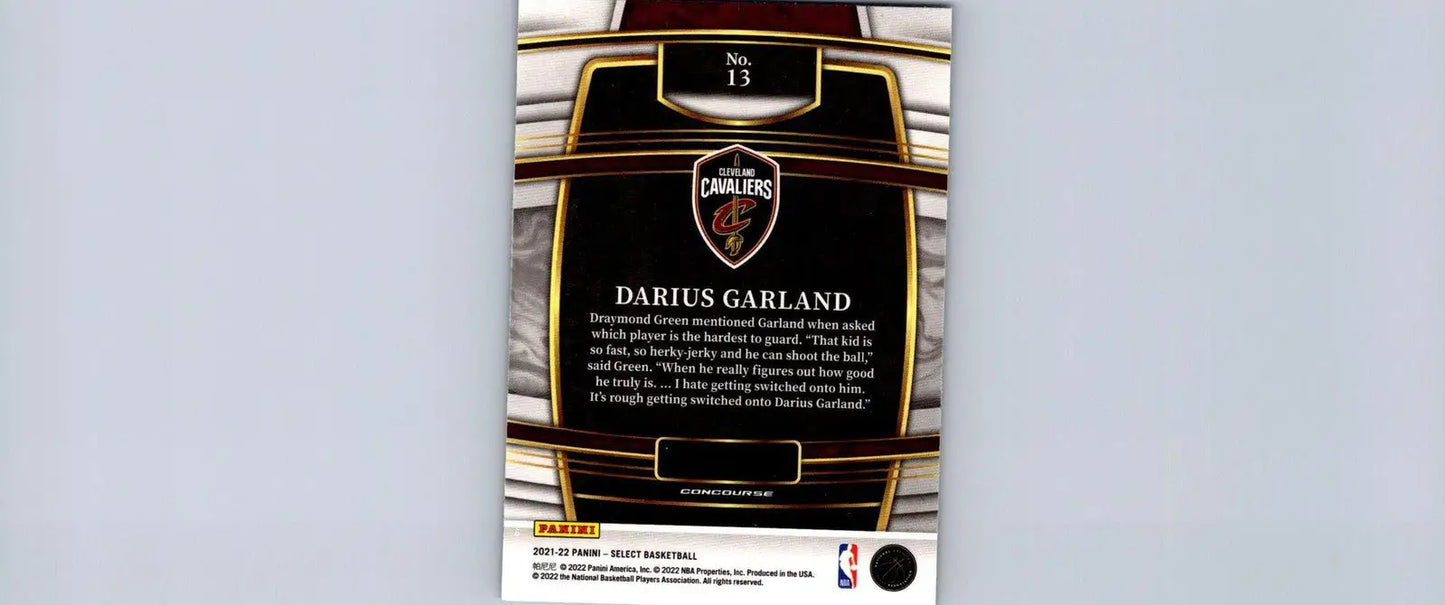 Darius Garland Blue Prizms basketball card from 2021-22 Panini Select #13