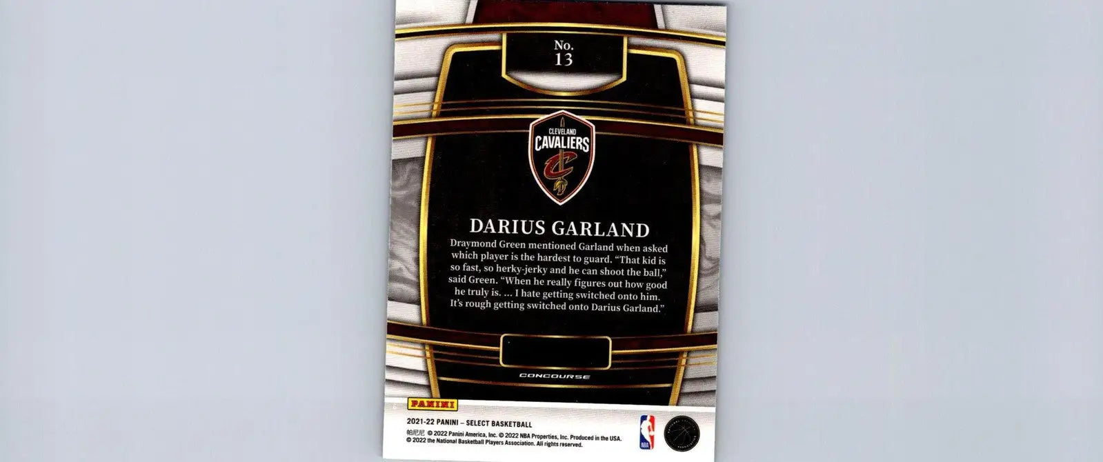 Darius Garland Blue Prizms basketball card from 2021-22 Panini Select #13