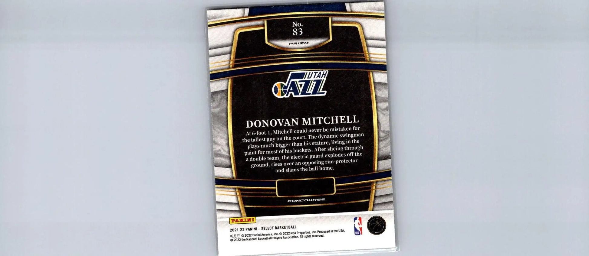 Donovan Mitchell basketball card from 2021-22 Panini Select Orange Flash Prizms