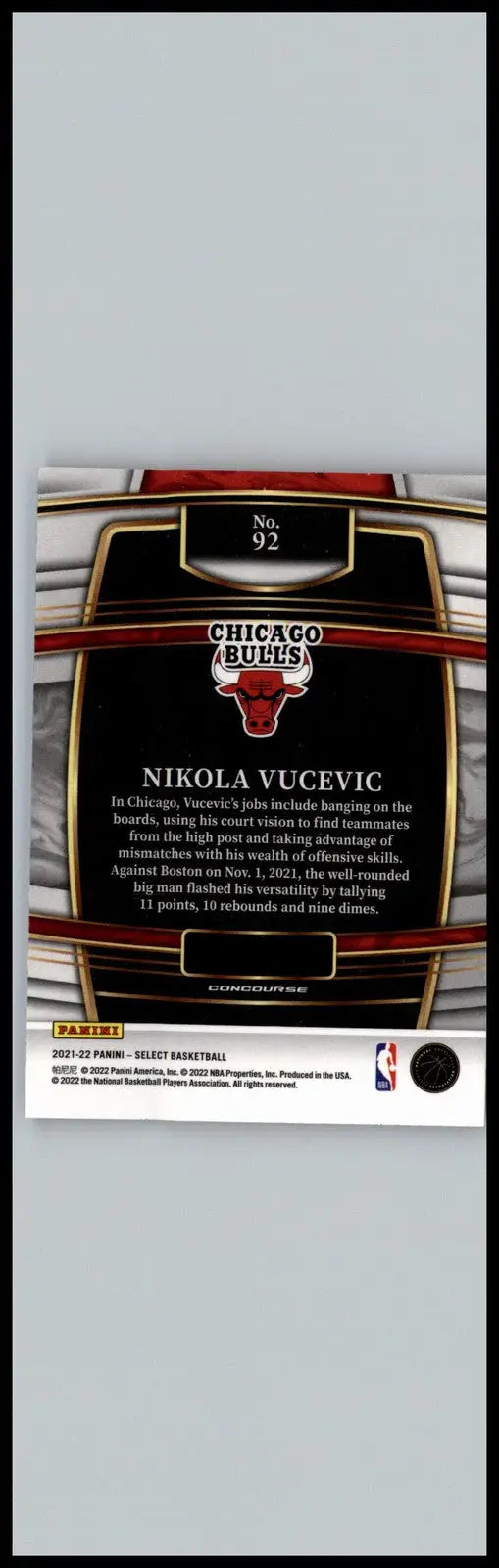 Nikola Vucevic basketball card featuring Nikola Vucevic Blue from Panini Select collection