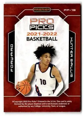 Basketball trading card of Hunter Sallis from 2021-22 Pro Picks Premier collection